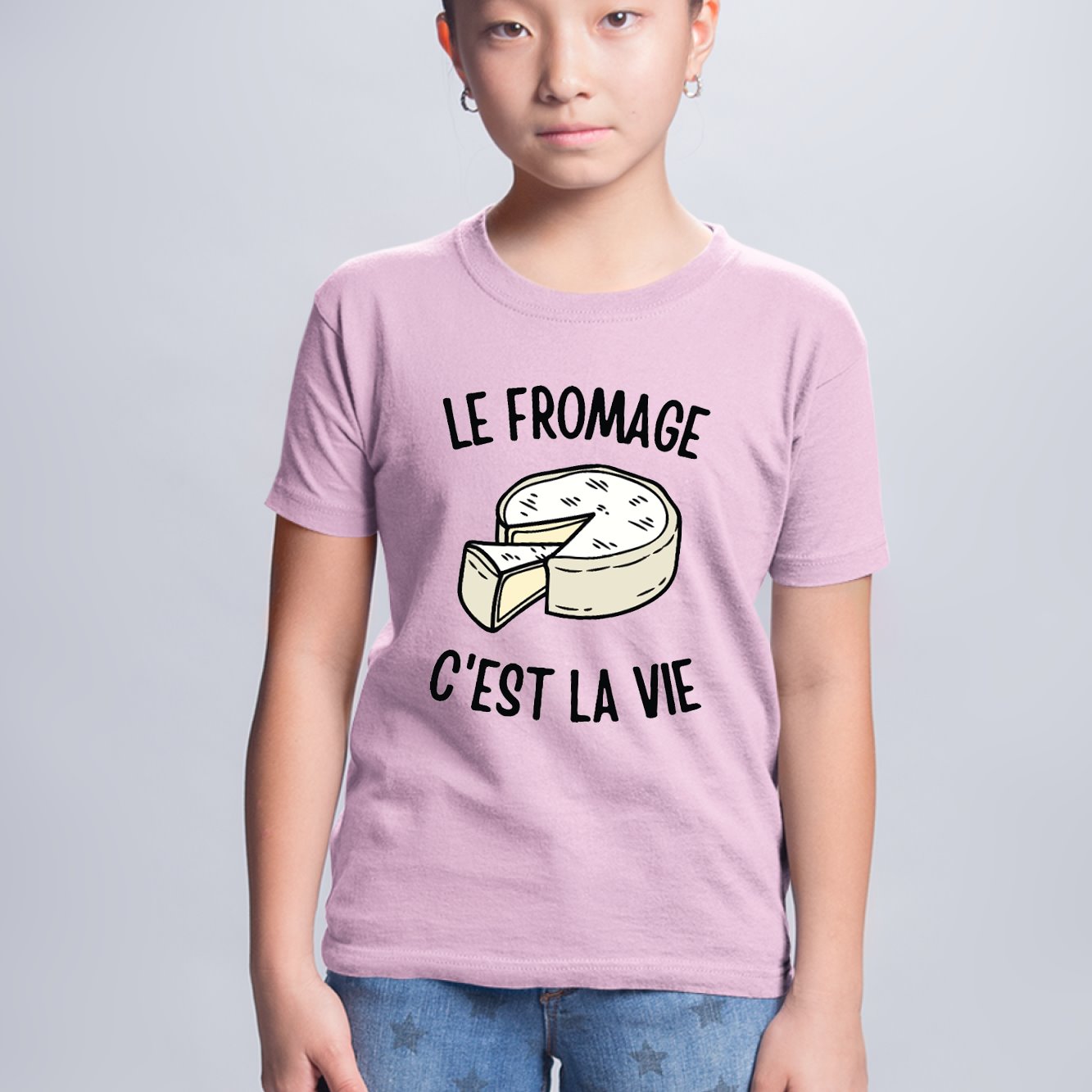 T-Shirt Enfant Le fromage c'est la vie Rose