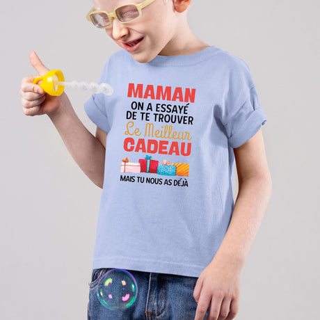 T-Shirt Enfant Le meilleur cadeau pour maman Bleu