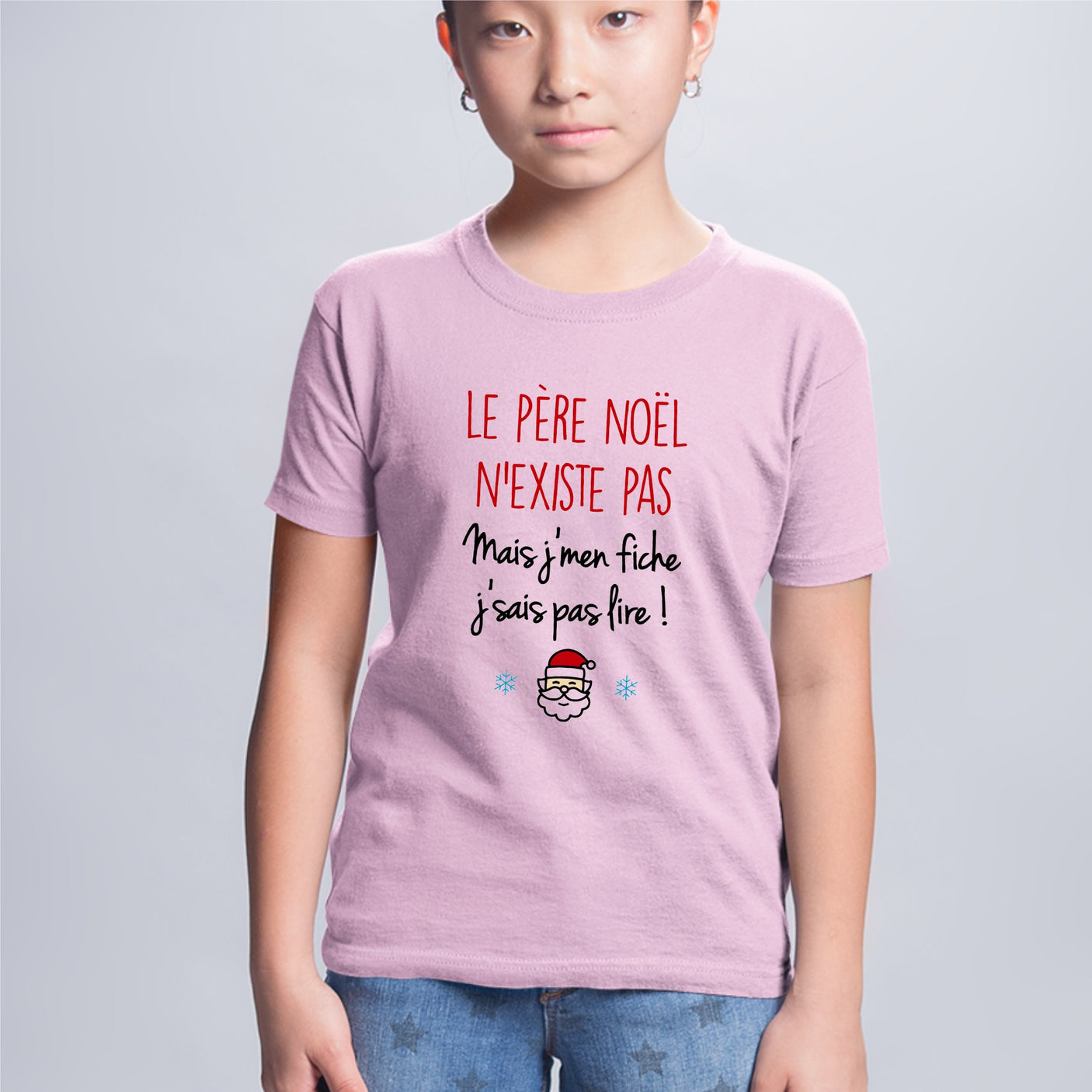 T-Shirt Enfant Le père noël n'existe pas Rose