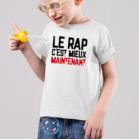 T-Shirt Enfant Le rap c'est mieux maintenant Blanc