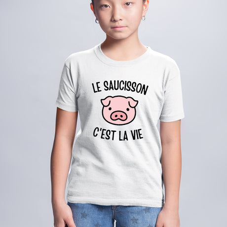 T-Shirt Enfant Le saucisson c'est la vie Blanc