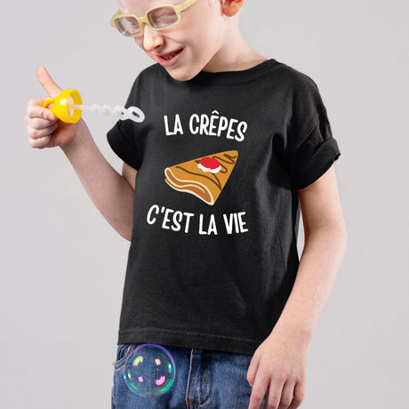 T-Shirt Enfant Les crêpes c'est la vie Noir