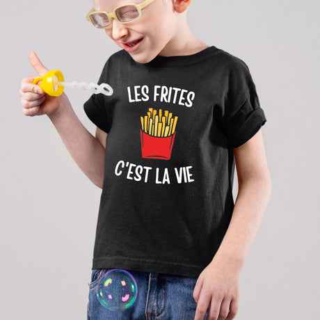 T-Shirt Enfant Les frites c'est la vie Noir