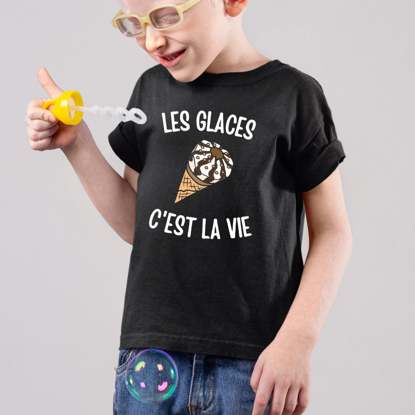 T-Shirt Enfant Les glaces c'est la vie Noir