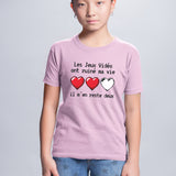 T-Shirt Enfant Les jeux vidéo ont ruiné ma vie il m'en reste deux Rose