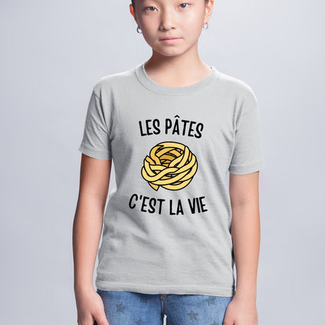 T-Shirt Enfant Les pâtes c'est la vie Gris