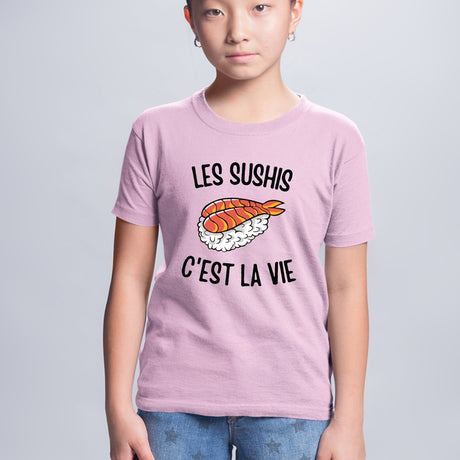 T-Shirt Enfant Les sushis c'est la vie Rose
