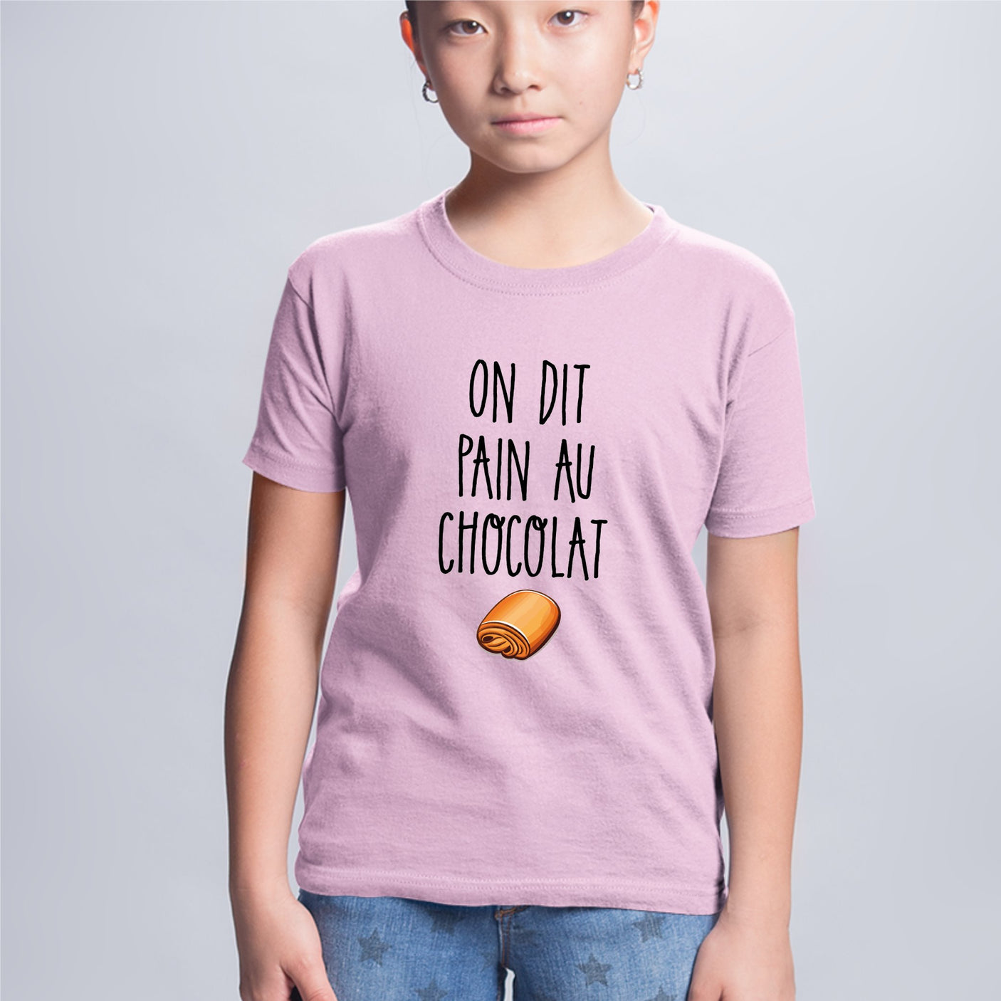 T-Shirt Enfant On dit pain au chocolat Rose