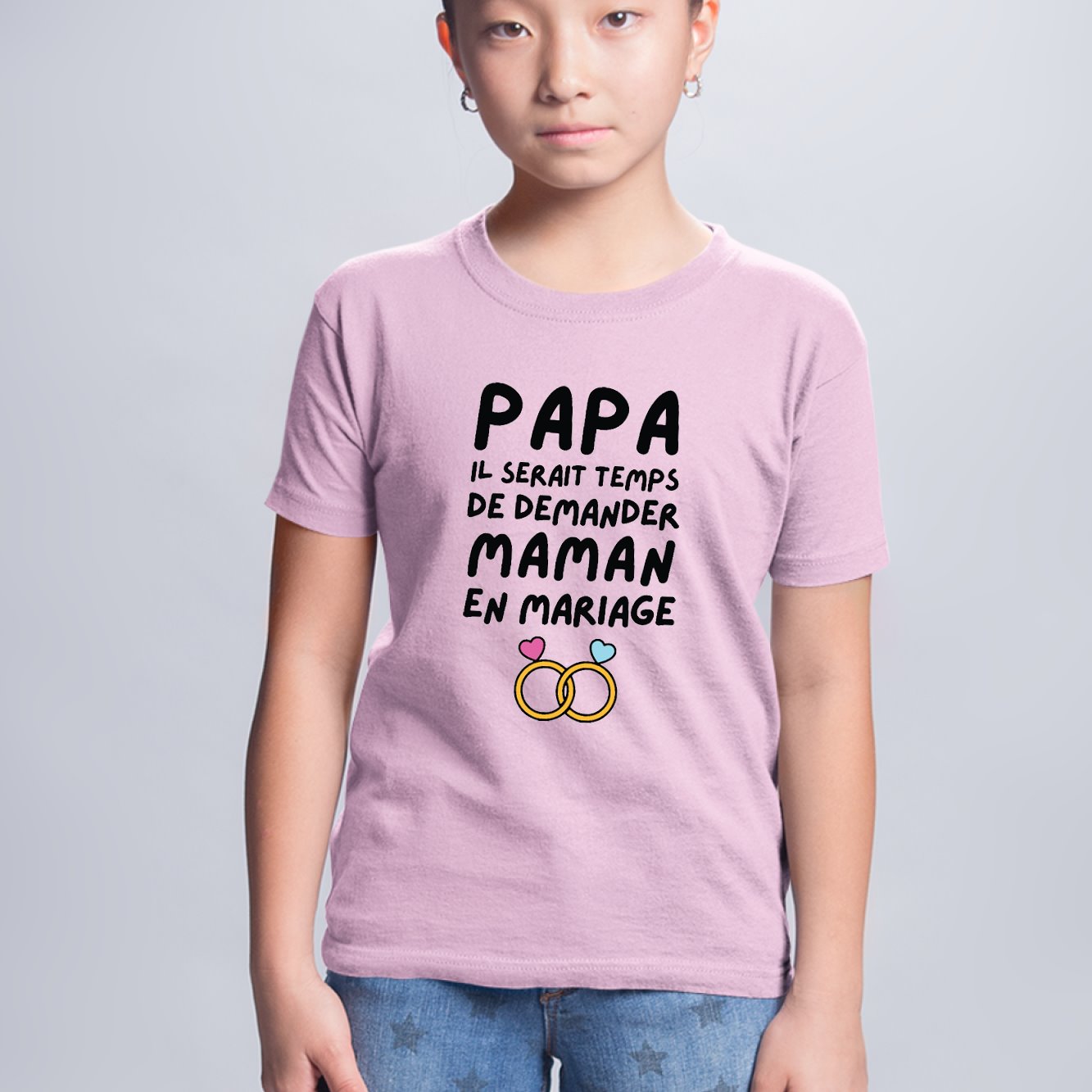 T-Shirt Enfant Papa demande en mariage maman Rose