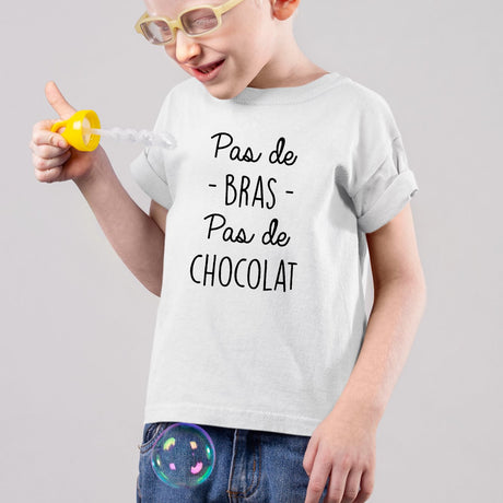 T-Shirt Enfant Pas de bras pas de chocolat Blanc