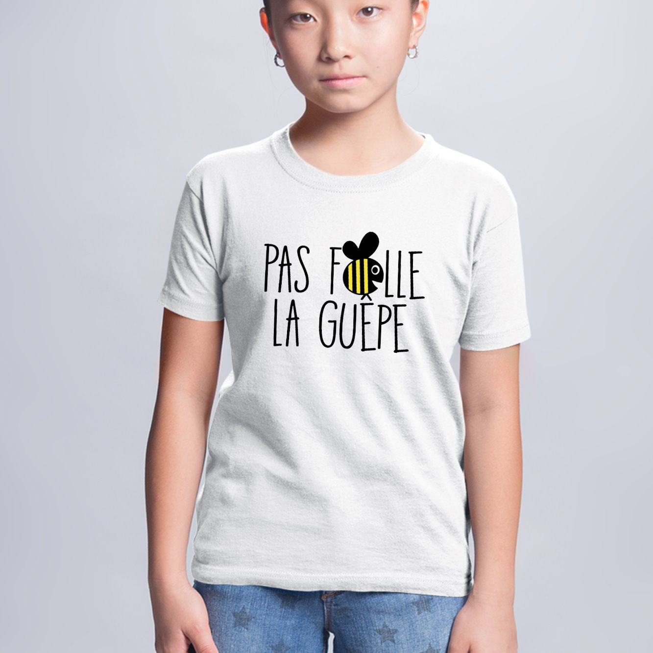 T-Shirt Enfant Pas folle la guêpe Blanc