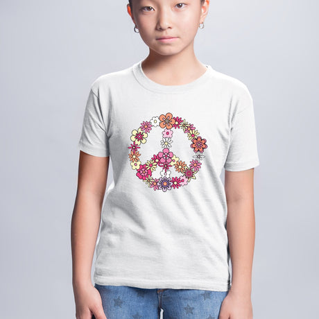 T-Shirt Enfant Peace and Love Blanc