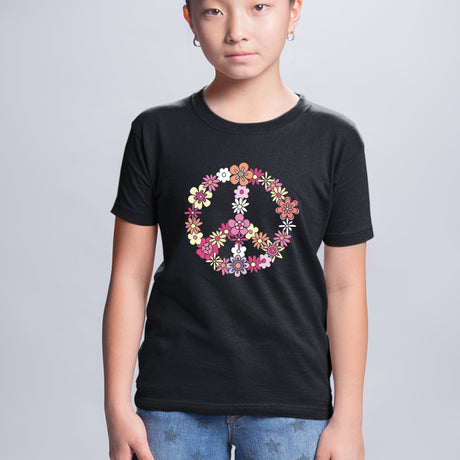 T-Shirt Enfant Peace and Love Noir