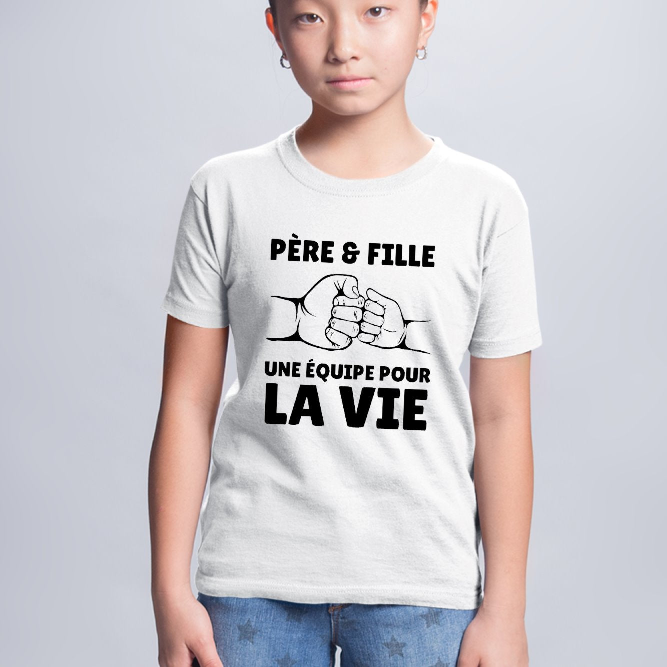 T Shirt Enfant P re et fille une quipe pour la vie