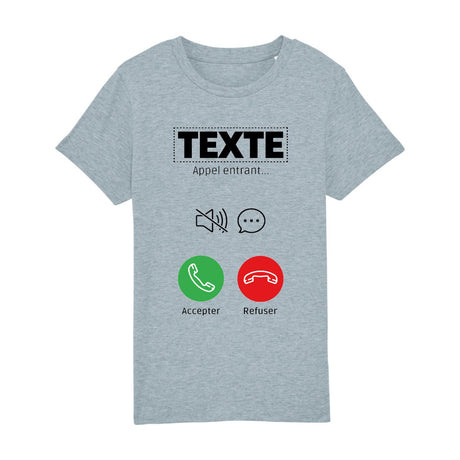 T-Shirt Enfant Personnalisé Appel de "votre texte" Gris