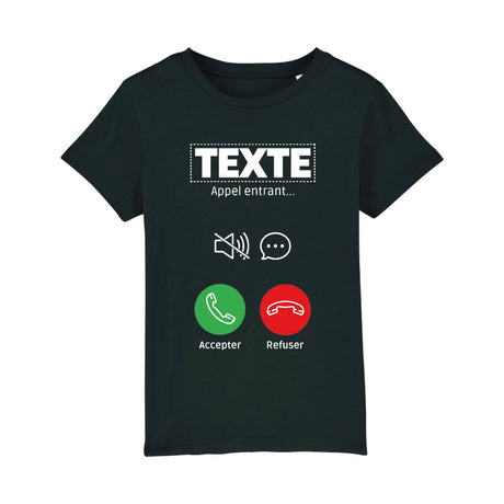 T-Shirt Enfant Personnalisé Appel de "votre texte" Noir