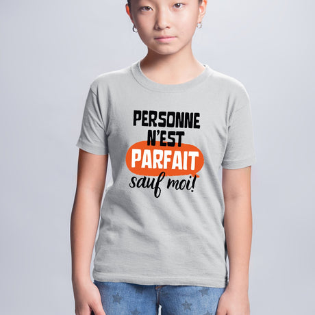 T-Shirt Enfant Personne n'est parfait Gris
