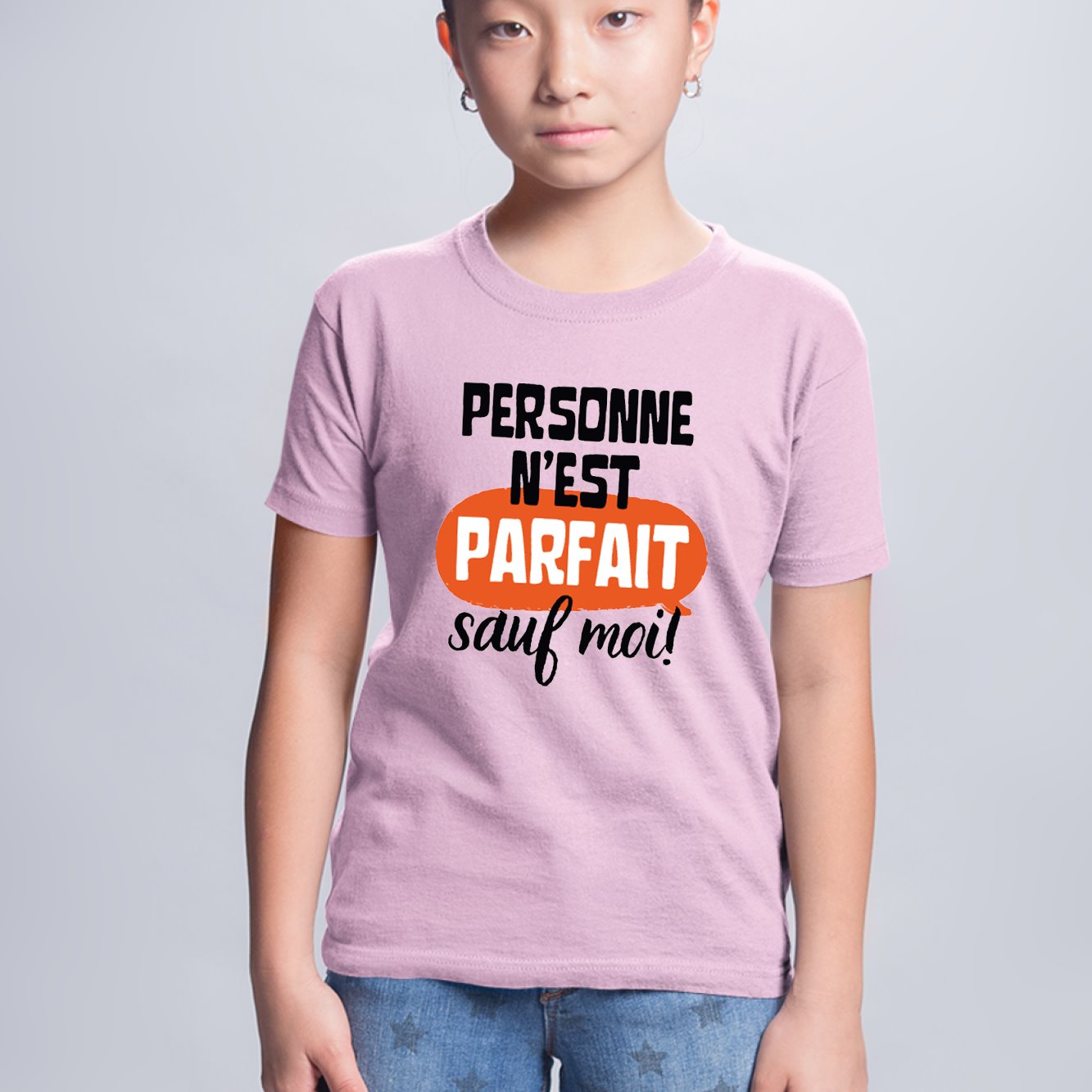 T-Shirt Enfant Personne n'est parfait Rose