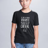 T-Shirt Enfant Preuve que papa n'est pas toujours sur son cheval Noir