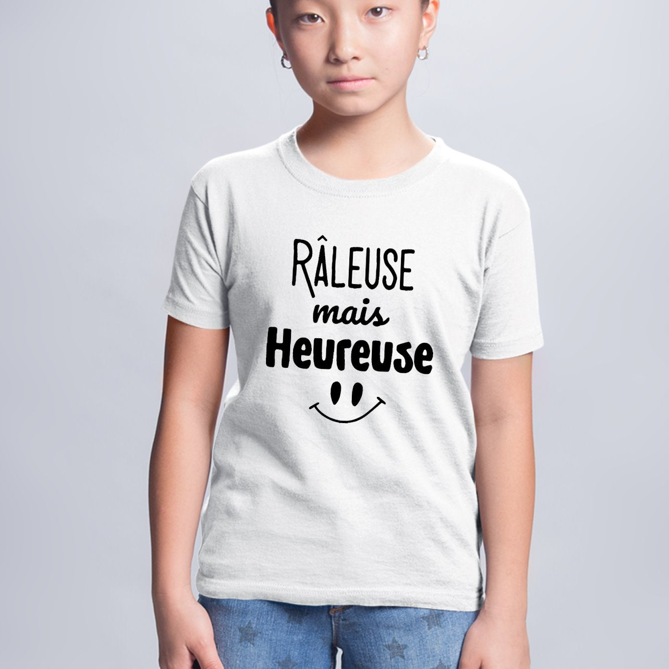 T-Shirt Enfant Râleuse mais heureuse Blanc