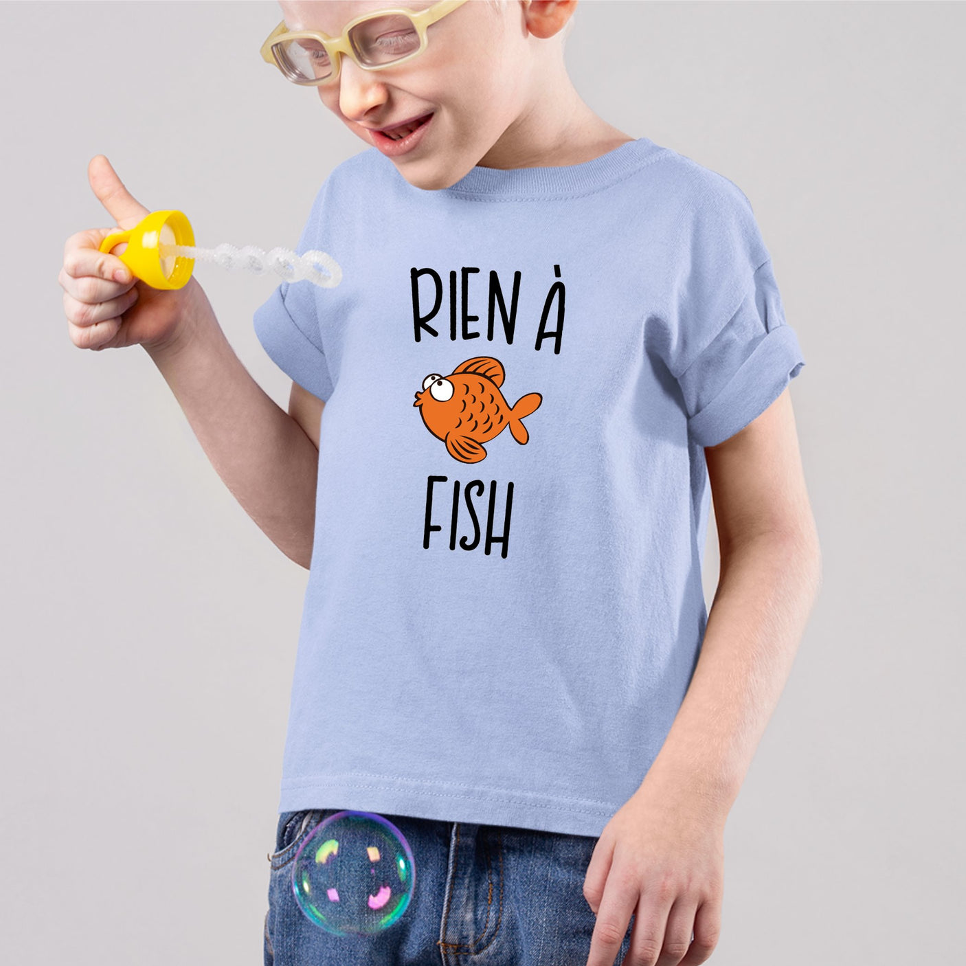 T-Shirt Enfant Rien à fish Bleu