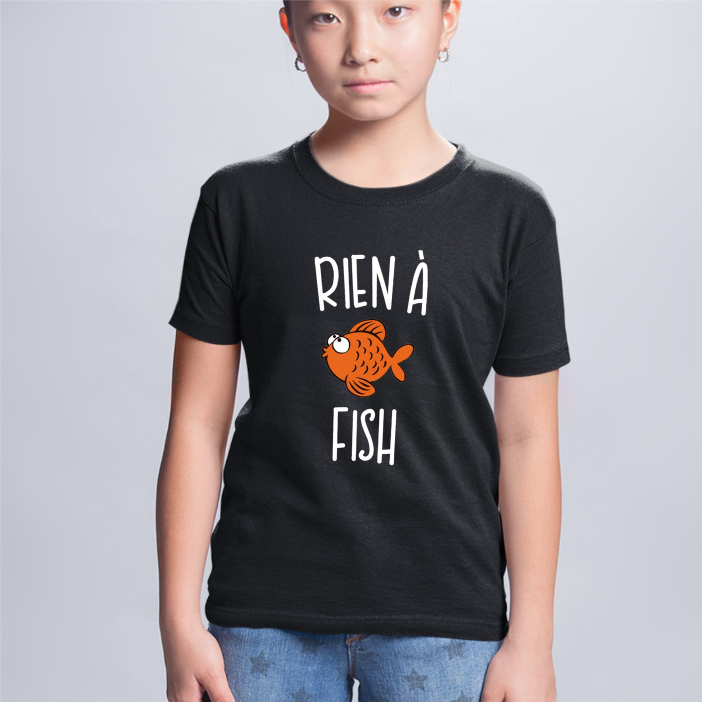 T-Shirt Enfant Rien à fish Noir