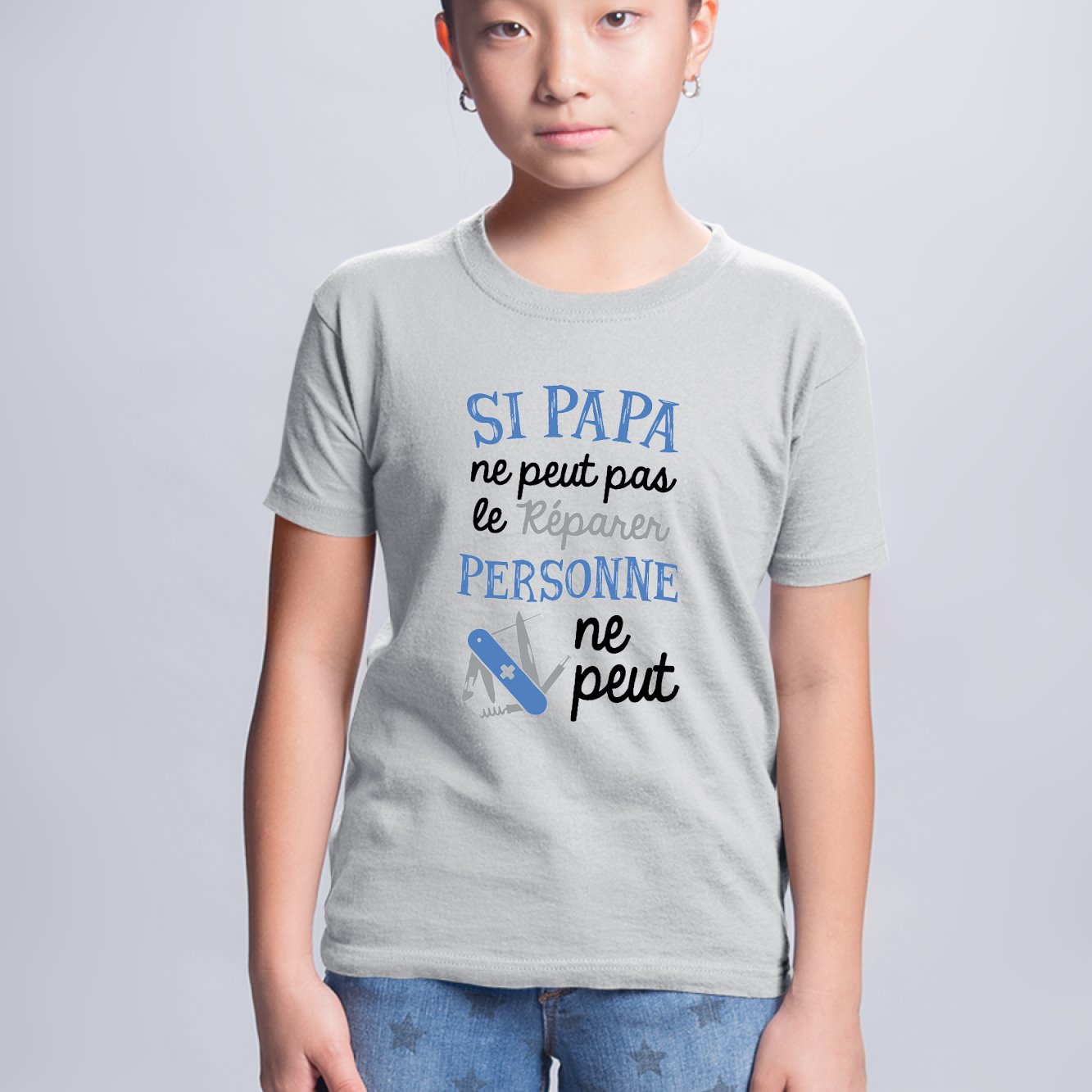 T-Shirt Enfant Si papa ne peut pas pas le réparer Gris