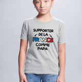 T-Shirt Enfant Supporter de la France comme papa Gris