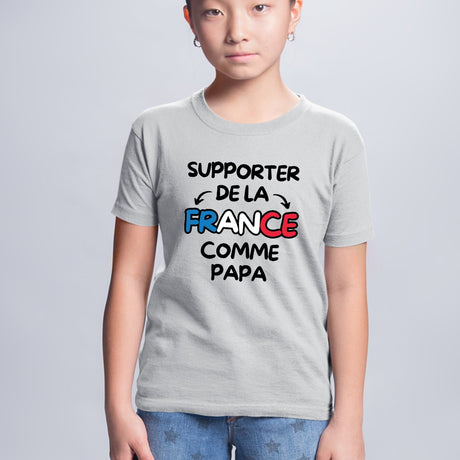 T-Shirt Enfant Supporter de la France comme papa Gris