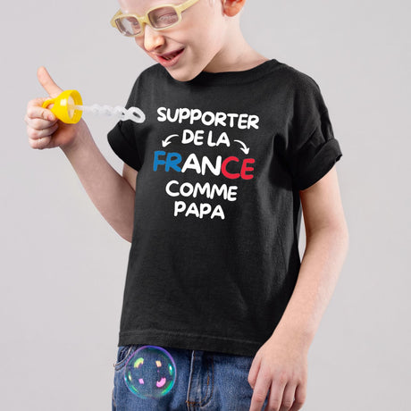 T-Shirt Enfant Supporter de la France comme papa Noir