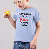 T-Shirt Enfant Supporter de la Suisse comme papa Bleu