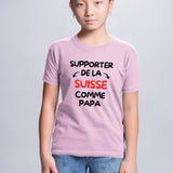 T-Shirt Enfant Supporter de la Suisse comme papa Rose