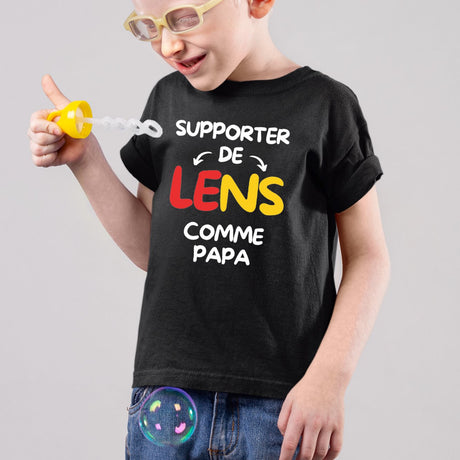 T-Shirt Enfant Supporter de Lens comme papa Noir