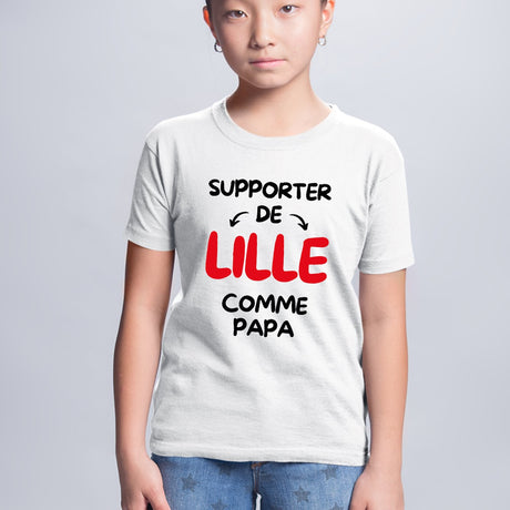 T-Shirt Enfant Supporter de Lille comme papa Blanc
