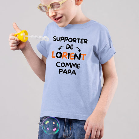 T-Shirt Enfant Supporter de Lorient comme papa Bleu