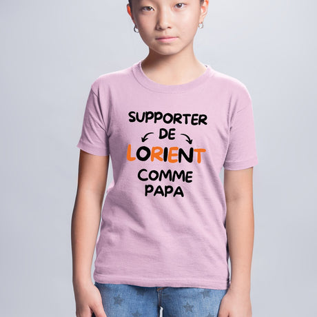 T-Shirt Enfant Supporter de Lorient comme papa Rose
