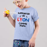 T-Shirt Enfant Supporter de Lyon comme papa Bleu