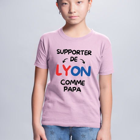 T-Shirt Enfant Supporter de Lyon comme papa Rose