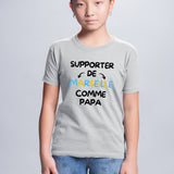 T-Shirt Enfant Supporter de Marseille comme papa Gris