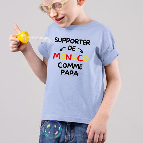 T-Shirt Enfant Supporter de Monaco comme papa Bleu