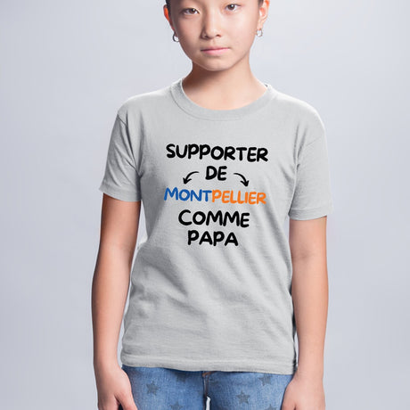 T-Shirt Enfant Supporter de Montpellier comme papa Gris