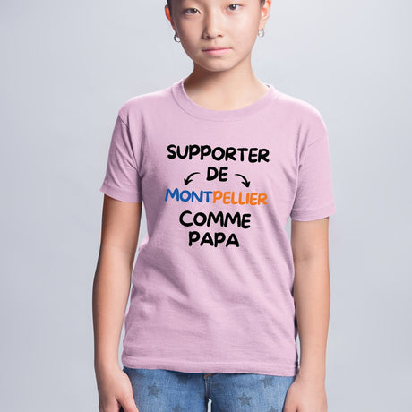 T-Shirt Enfant Supporter de Montpellier comme papa Rose