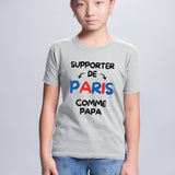 T-Shirt Enfant Supporter de Paris comme papa Gris