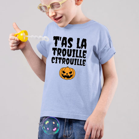 T-Shirt Enfant T'as la trouille citrouille Bleu