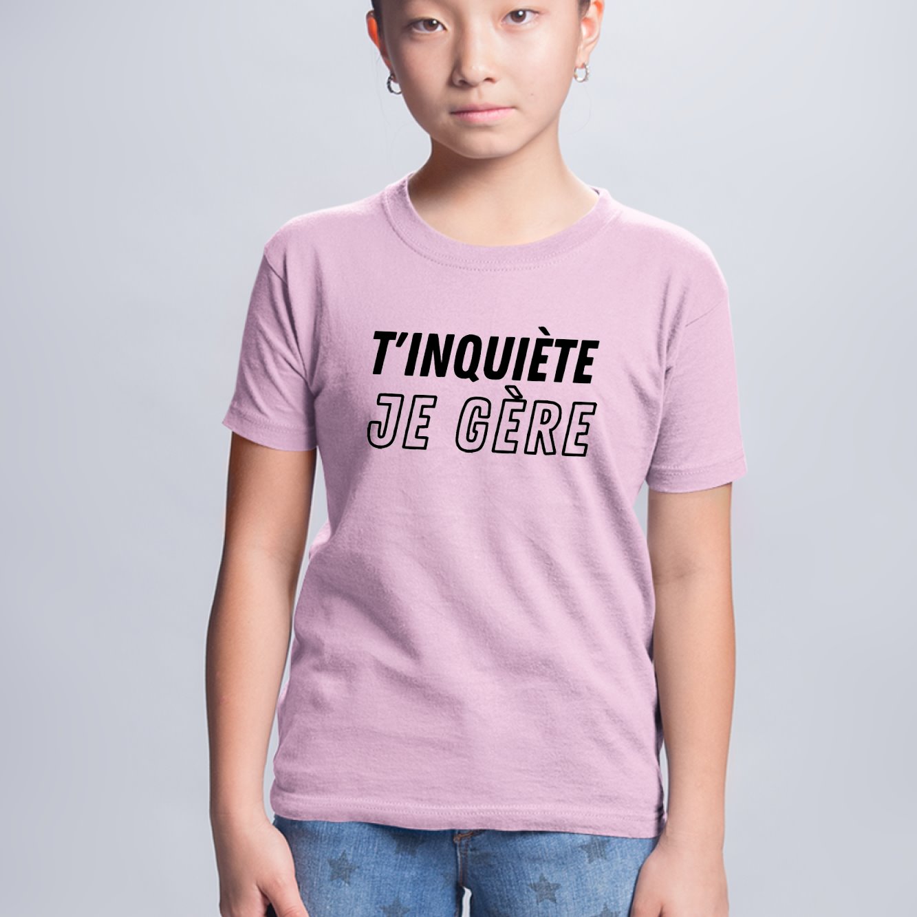 T-Shirt Enfant T'inquiète je gère Rose