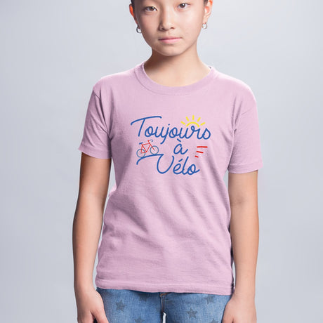 T-Shirt Enfant Toujours à vélo Rose
