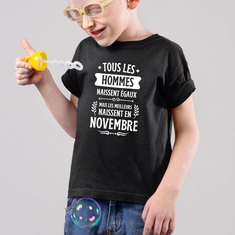 T-Shirt Enfant Tous les hommes naissent égaux les meilleurs en novembre Noir