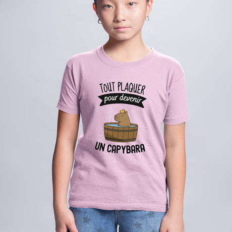 T-Shirt Enfant Tout plaquer pour devenir un capybara Rose