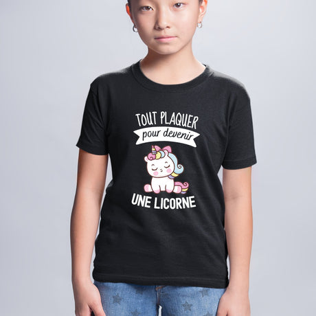 T-Shirt Enfant Tout plaquer pour devenir une licorne Noir
