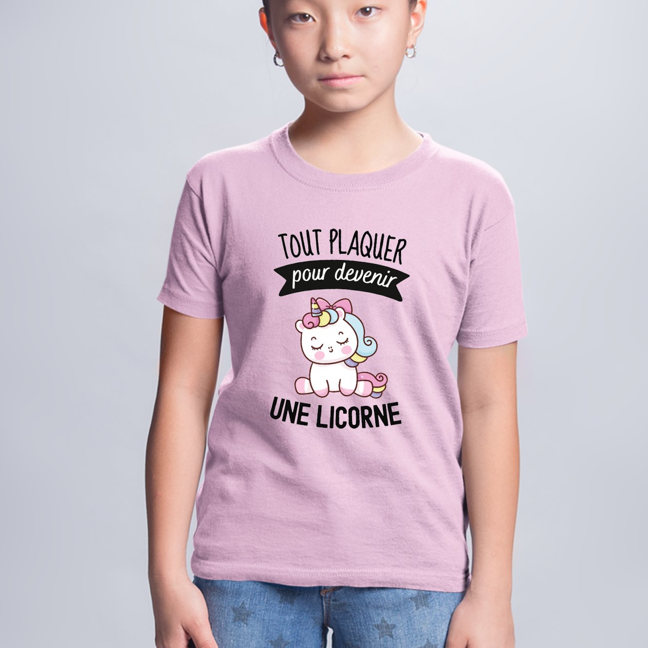 T-Shirt Enfant Tout plaquer pour devenir une licorne Rose